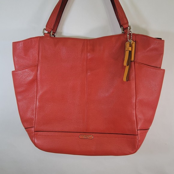 Coach Park Signature North South tote Vermillion Red leather - Picture 2 of 13
